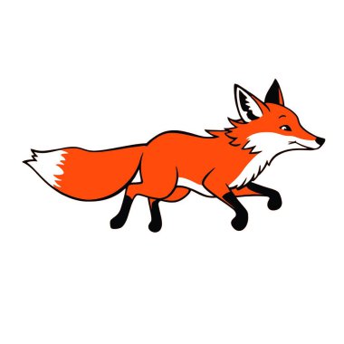 Beyaz arkaplanda çalışan bir tilki, vektör sanat illüstrasyonu, düz stil vektör sanat illüstrasyonu, beyaz resimli katı renk (16))