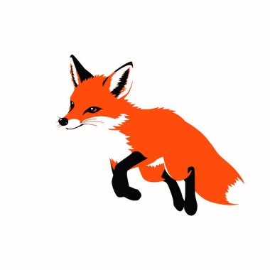 Beyaz arkaplanda çalışan bir tilki, vektör sanat illüstrasyonu, düz stil vektör sanat illüstrasyonu, beyaz resimli katı renk (21))