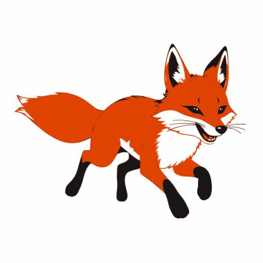 Beyaz arkaplanda çalışan bir tilki, vektör sanat illüstrasyonu, düz stil vektör sanat illüstrasyonu, beyaz resimli katı renk (24)