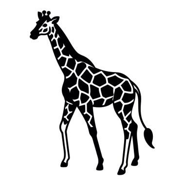 Beyaz arkaplanda zürafa silueti.