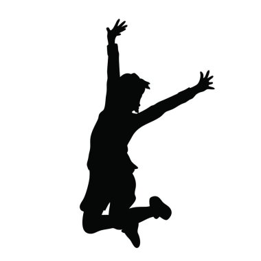 Siluet adam zıplama ve dans, vektör illüstrasyon