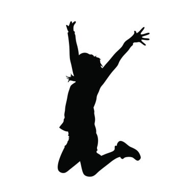 Kız atlama, neşe, neşe, atlama. vektör