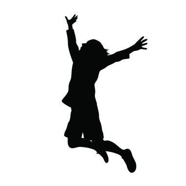 Siluet kadın havada zıplıyor. vektör