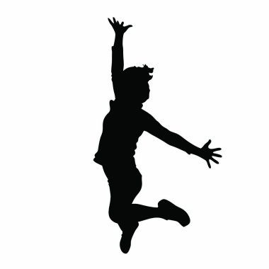 Zıplayan adamın silueti. Beyaz arkaplanda izole edilmiş resim.