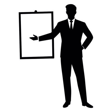 Karatahtayla duran iş adamı