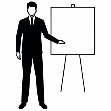 Boş tahtası, vektörü, illüstrasyonu olan bir iş adamı