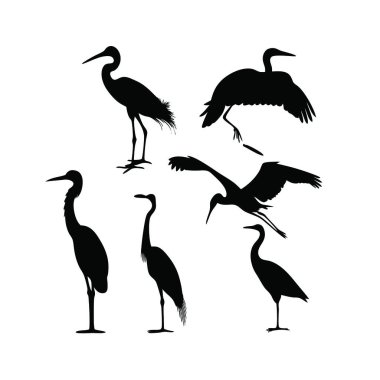 Ağaç şeklindeki kuşların silueti, vektör çizimi
