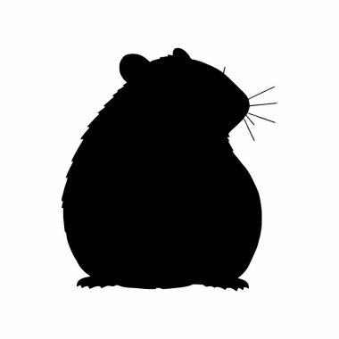 Siyah bir farenin silueti. beyaz arkaplanda izole edilmiş.