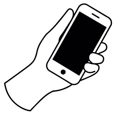 Akıllı telefon ikonu el ele tutuşuyor. Beyaz arkaplanda izole edilmiş web tasarımı için el ele tutuşan vektör simgesi