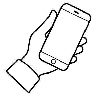 el ele tutuşan akıllı telefon aygıtı izole edilmiş simge tasarımı vektör çizimi