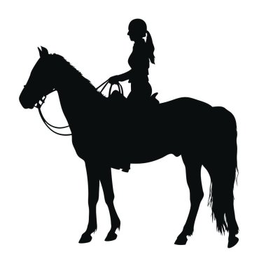 Kız ata biniyor. vektör illüstrasyonu