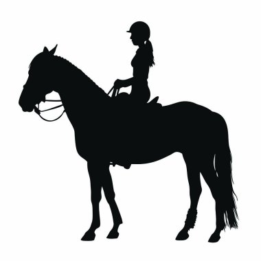 Kız bir at binme. vektör çizim.