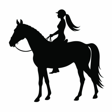 Siyah at binicisi illüstrasyonu