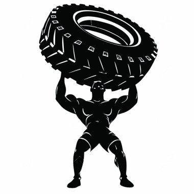 Ağırlık kaldıran güçlü bir adamın silüeti. vektör çizimi tasarımı