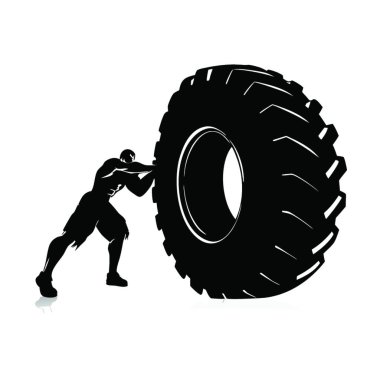 Beyaz arkaplanda vektör siluet lastiği.