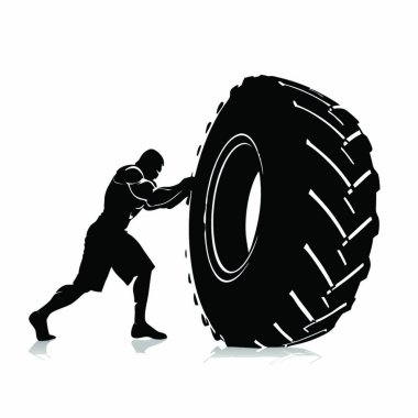 Lastik silueti ve büyük bir lastik vektörü.