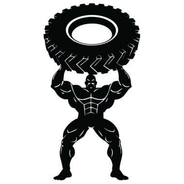 Silüet adam siyah bir spor salonunda ağırlık kaldırıyor. vektör illüstrasyonu