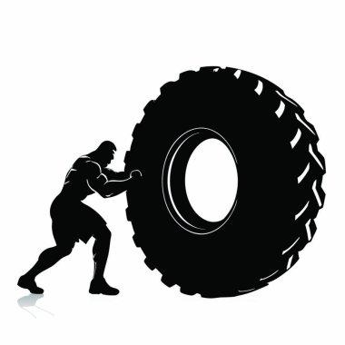 Lastikleri olan bir adamın silueti.