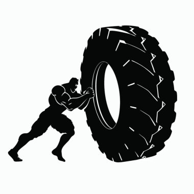 Lastik vektör çizimi olan bir adamın silüeti.