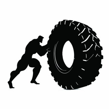 Lastikteki adamın silueti. vektör illüstrasyonu.