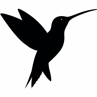 Kanat vektör illüstrasyonlu siyah siluet kuş beyaz üzerine izole