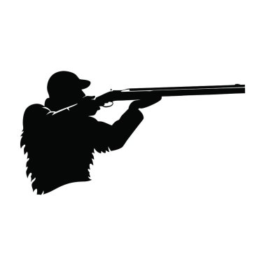 bir avcıyla siyah ve beyaz vektör çizimi