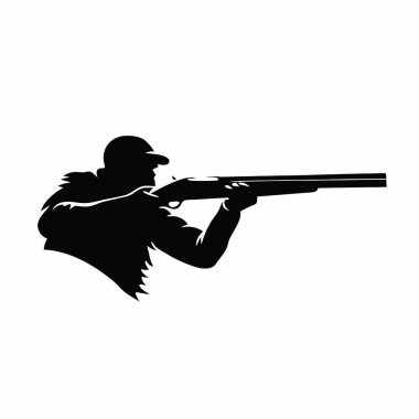 Tüfekli bir avcının silueti. vektör illüstrasyonu