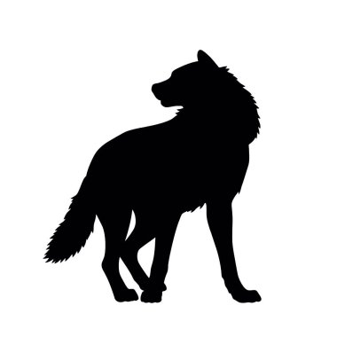 Beyaz arkaplanda siyah köpeğin vektör illüstrasyonu