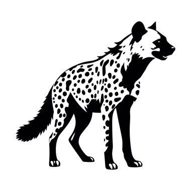 Vahşi siyah kurt. Vahşi hayvanlar. siyah ve beyaz vektör çizimi.