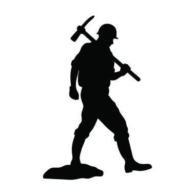 Beyaz bir arka planda elinde balta olan bir adamın silueti.