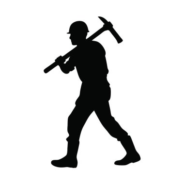 Çekiçli bir işçinin silueti. vektör illüstrasyonu