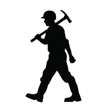 Beyaz arka planda baltası olan bir adamın vektör silueti.