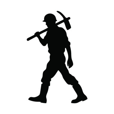 Baltayla çalışan işçilerin silueti