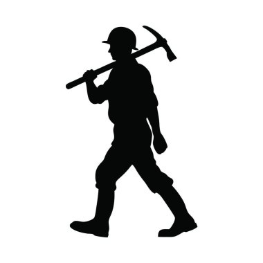 arkaplandaki işçinin vektör silueti.