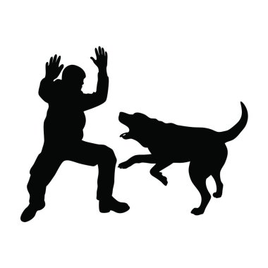 Arka planda köpeği olan bir adamın silueti.