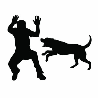 Beyaz arka planda siyah bir köpek silueti..