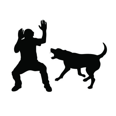 Köpekli bir adamın vektör silueti..