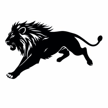 Aslan vektör silueti, siyah renk silueti, izole edilmiş beyaz arkaplan (3)