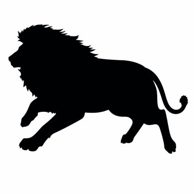 Aslan vektör silueti, siyah renk silueti, izole edilmiş beyaz arkaplan (5)