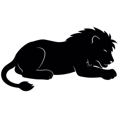 Siyah aslan, beyaz arkaplanda resimleme