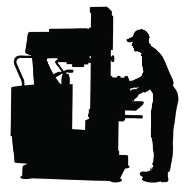 Elinde matkap olan bir adamın siyah silueti.