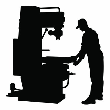 Makineli bir kadının vektör silueti.