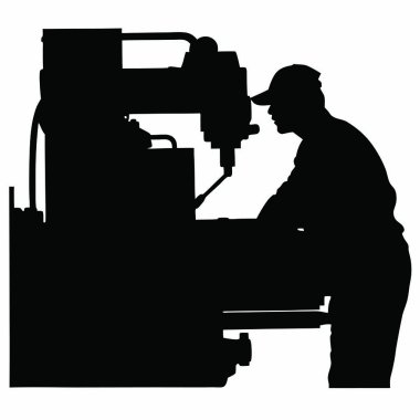 vektör silueti makineli siyah adam