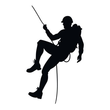 Adam dağ siluetine tırmanıyor.