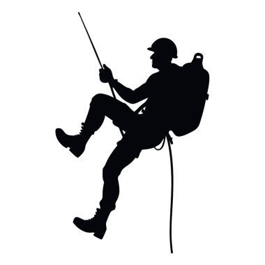 Dağların arka planında dağcı silueti