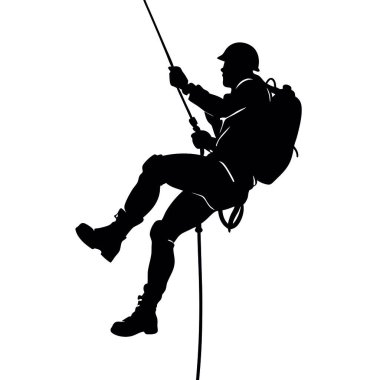 Beyaz arkaplanda siluet tırmanıcı.