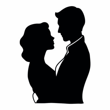 Beyaz arka planda bir çiftin siluetleri