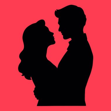 Arka planda çiftlerin vektör silueti.