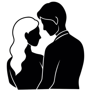 Beyaz arka planda aşkı olan çiftlerin vektör silueti