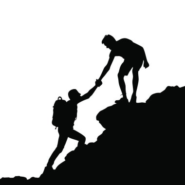 Sırt çantalı bir adamın vektör silueti.